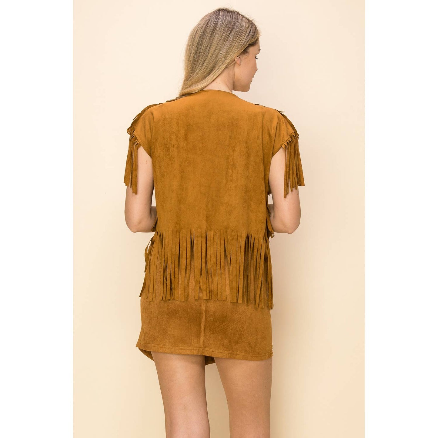 SUEDE FEATHER CUT FRINGE VEST
