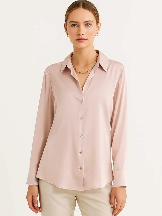Satin Turndown Collar LS Shirt