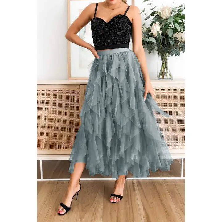 A-line Long Tulle Skirt