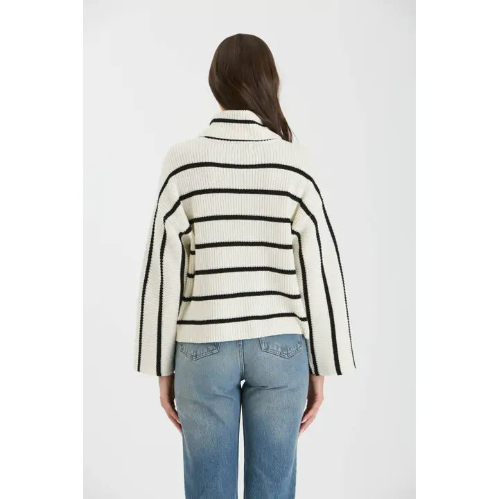 TW1555 Stripe Turtleneck Knit Sweater