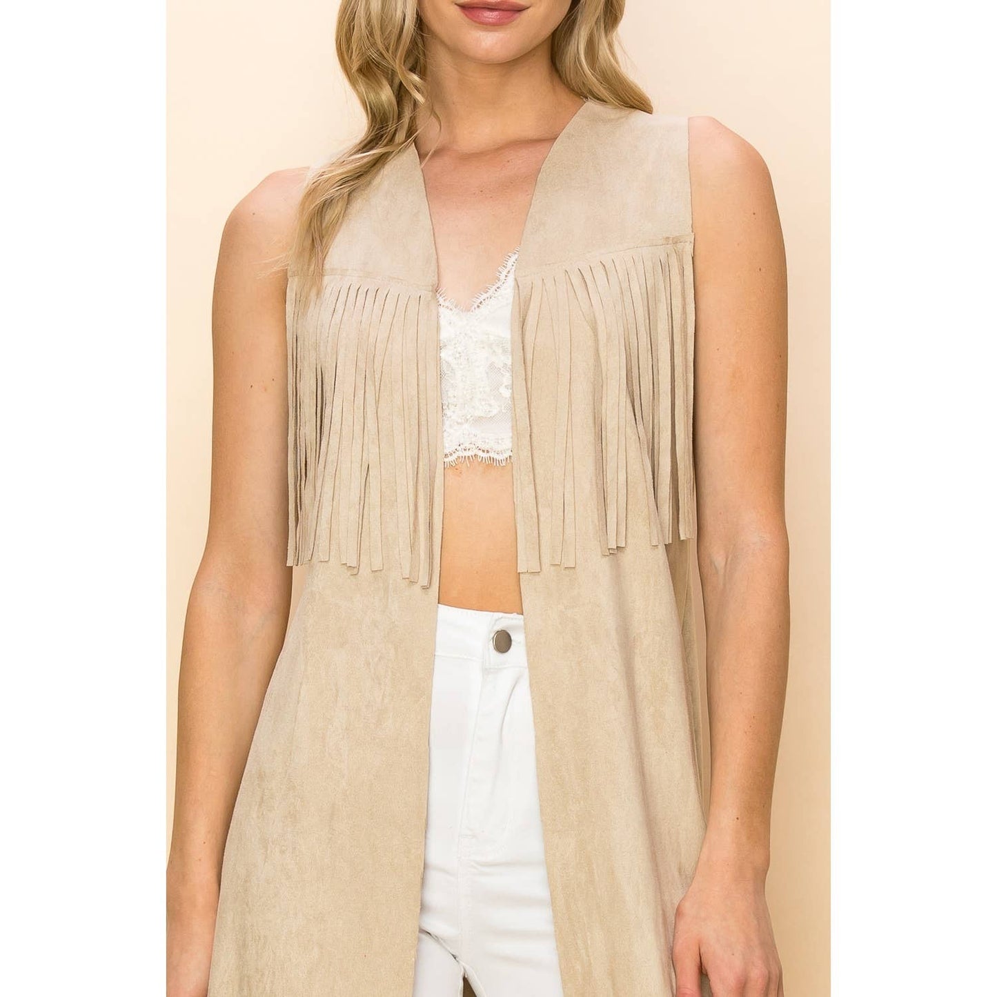 LONG FRINGE SUEDE VEST