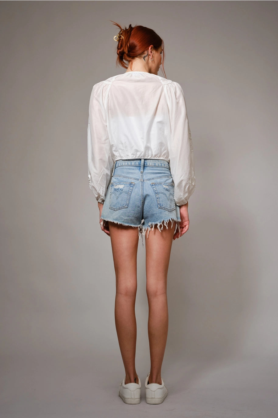 99469T LS Embroidered Cropped Blouse