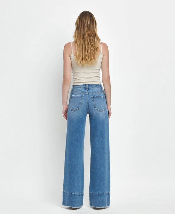 T6596 HiRise Raw Hem A Line Jeans Legitimate