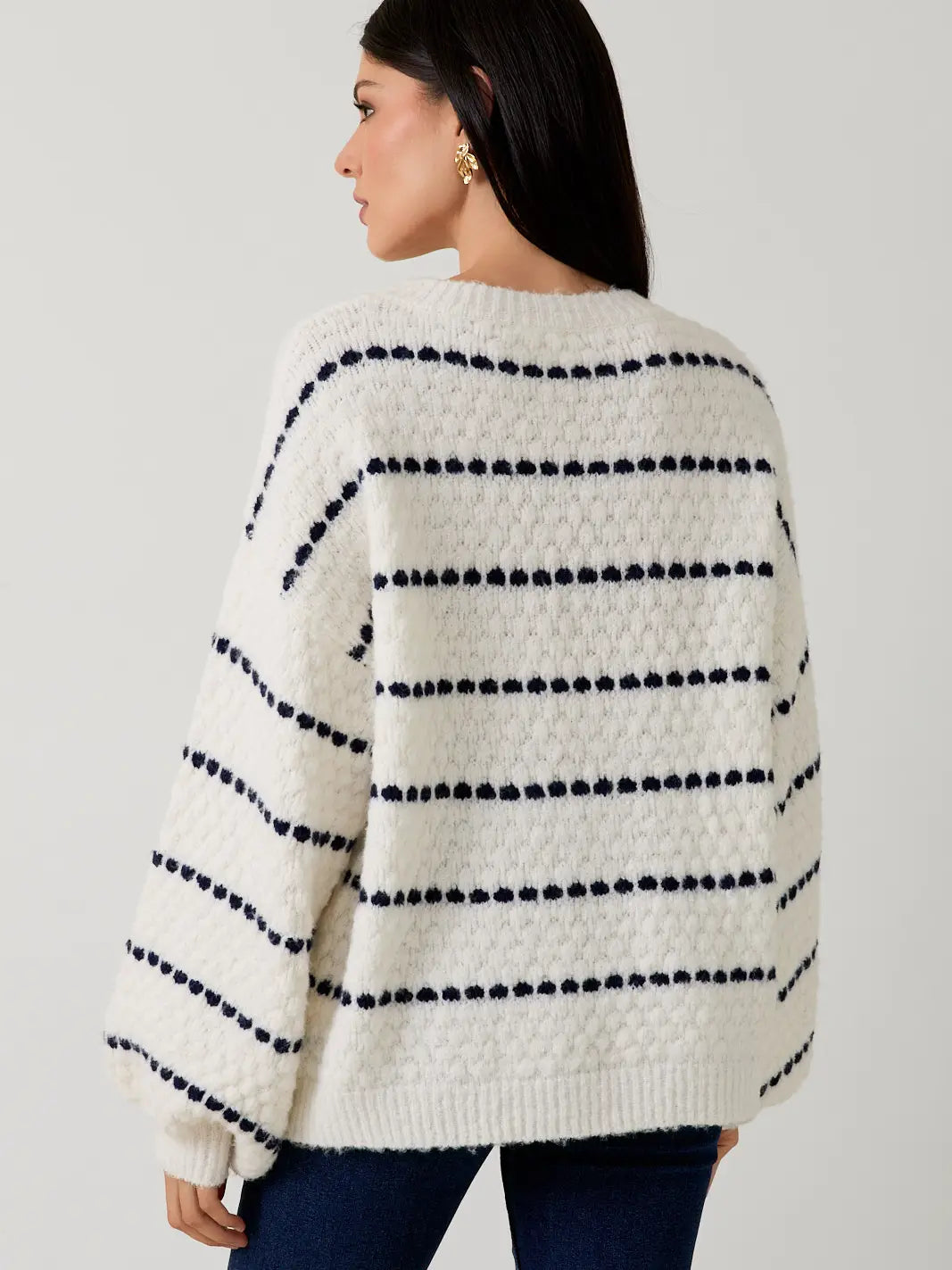MWT20120 Balloon LS Sweater White/Nvy