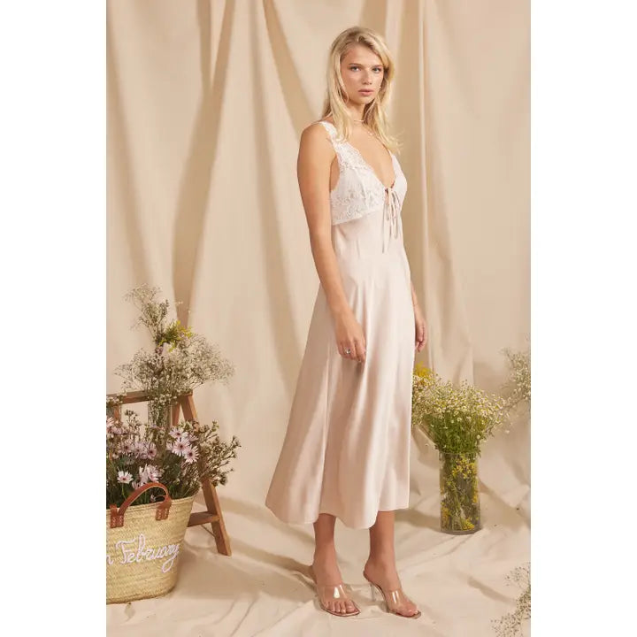 1378D Lace Slip Dress Satin