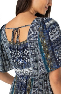 Elbow sleeve square neck maxi dress