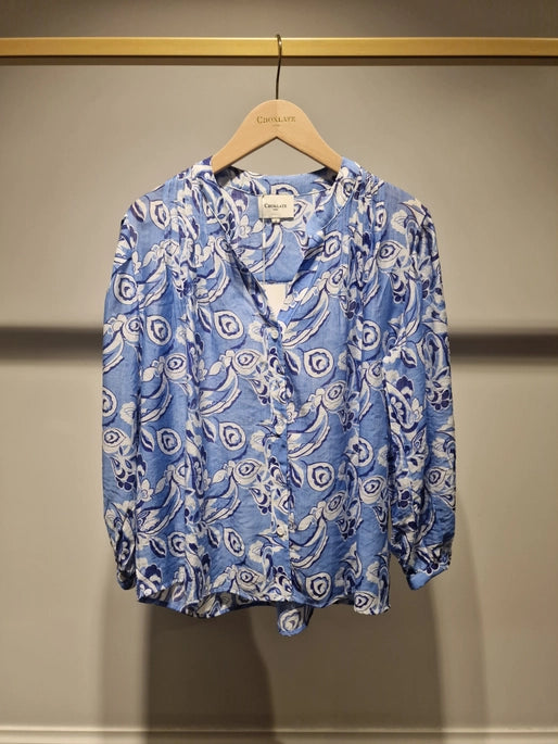 CK08136 Saint Tropez Printed Silk Shirt Blue