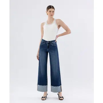 High Rise Cuffed Wide Leg