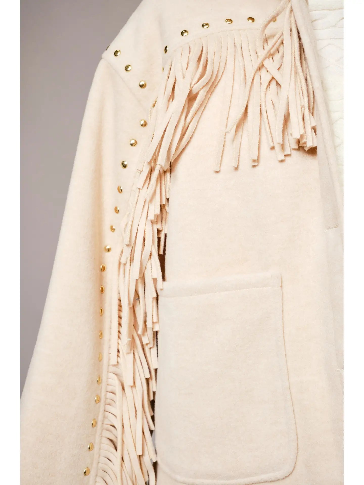 23672J Brushed Fringe Stud Jacket
