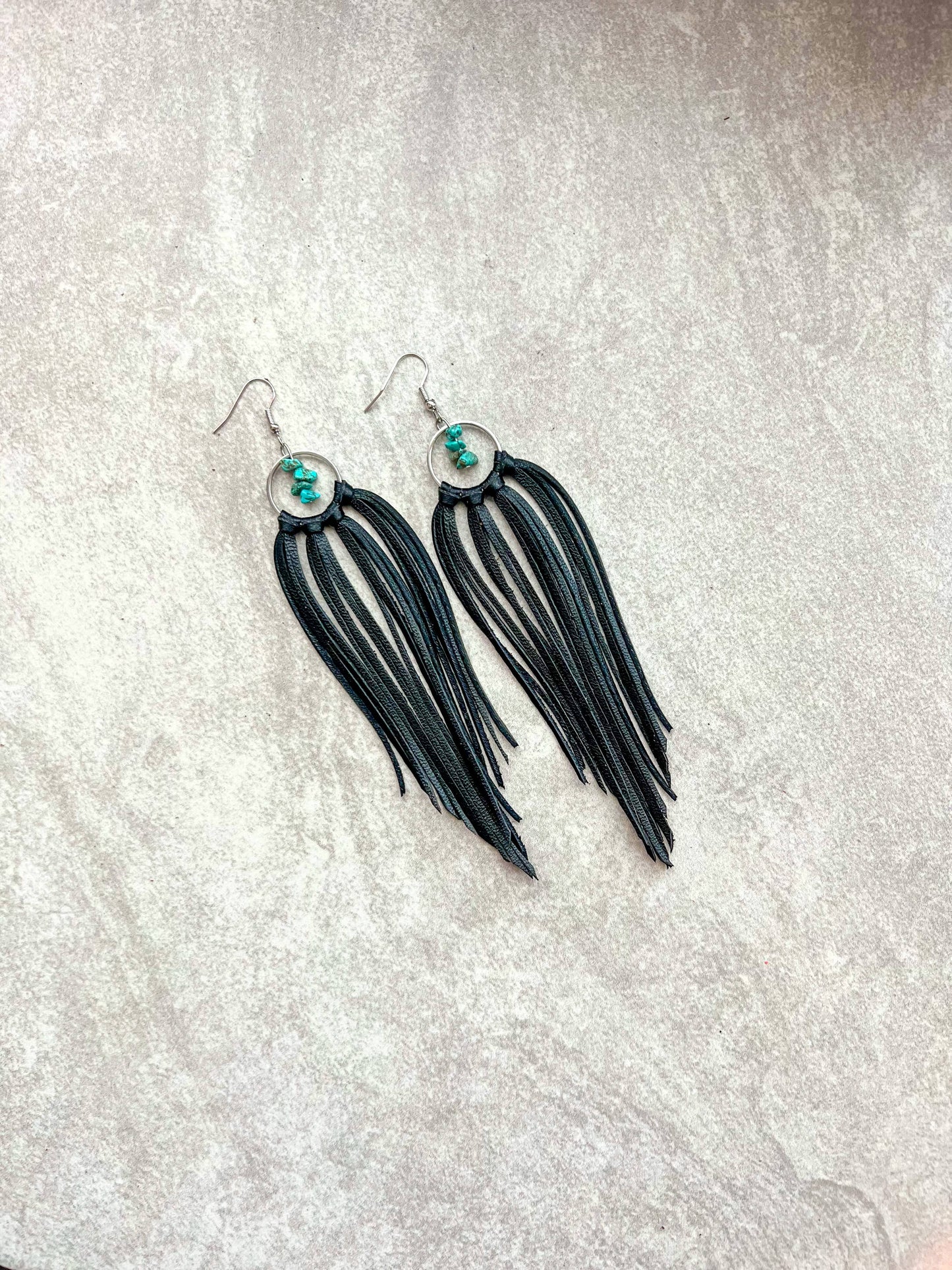 Fringed In Faith - Bozeman Fringe Earrings w/ Turquoise Beads