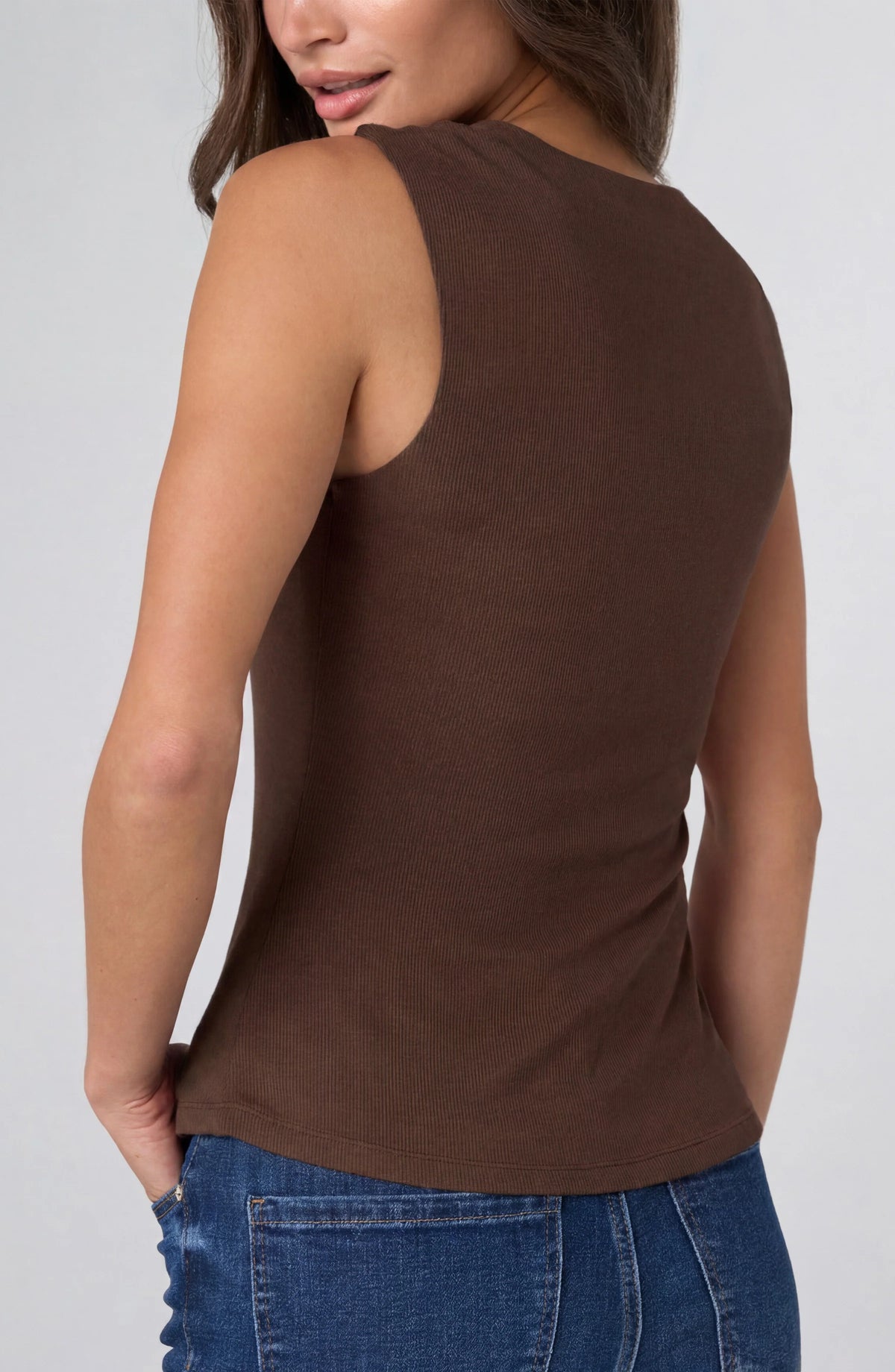 Sleeveless Built-In Bra Knit Top