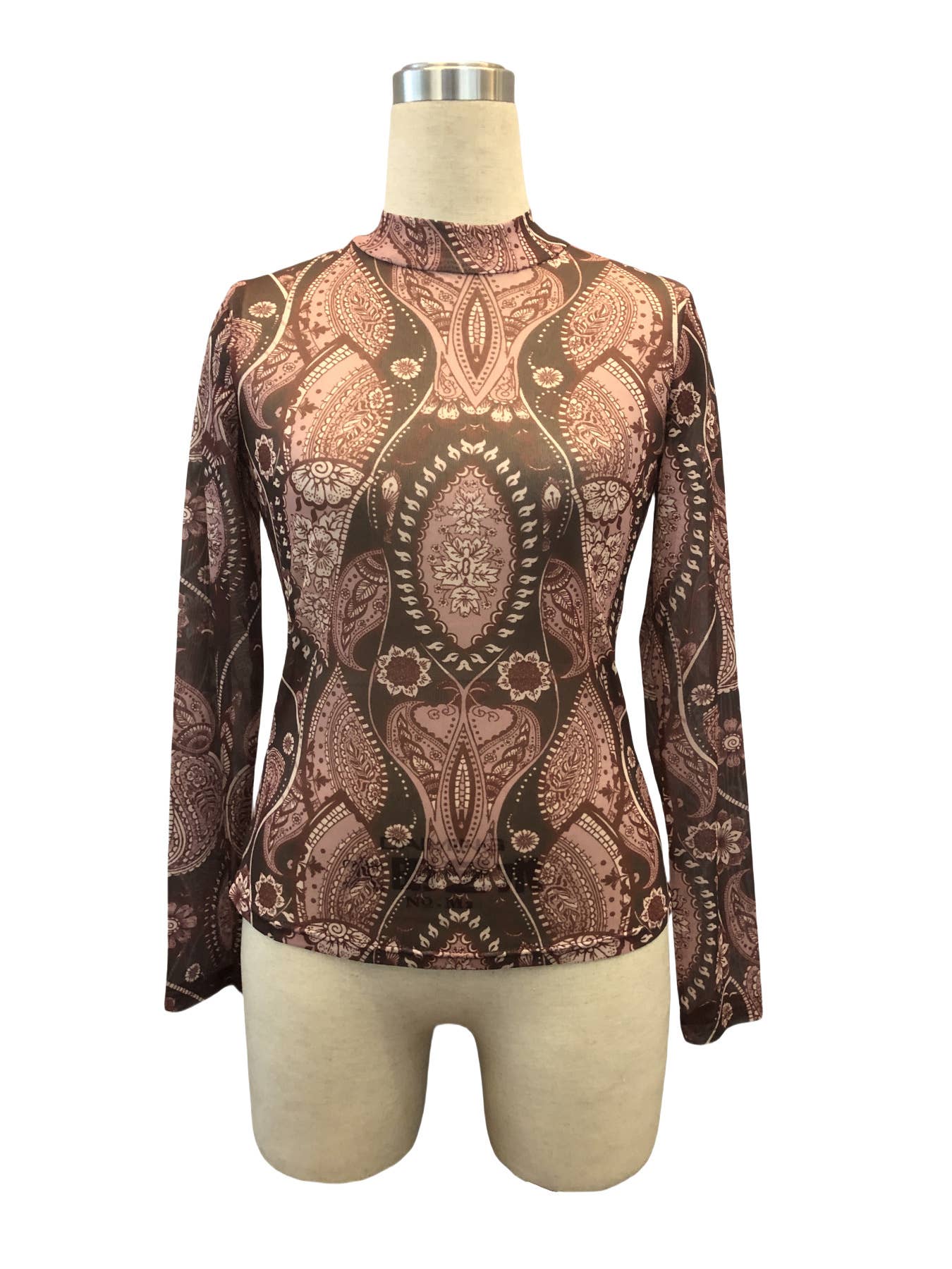 Paisley Print Mesh Top