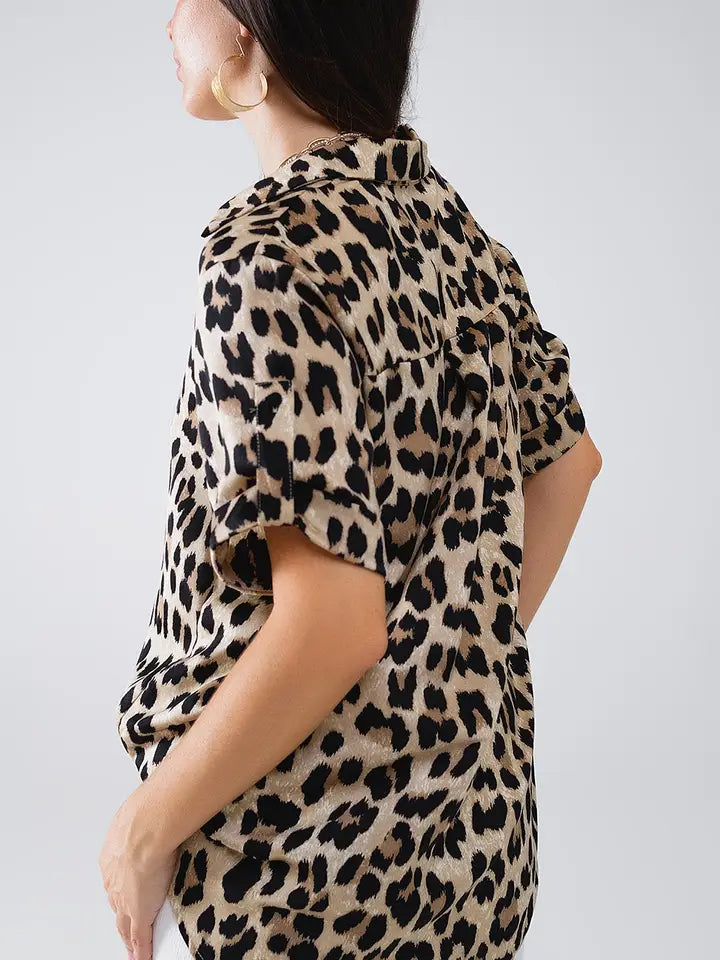 Relaxed Leopard Shirt Rolled Cuffs