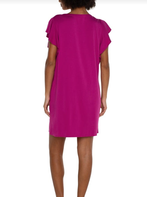 Flutter Sleeve Dress Fuchsia