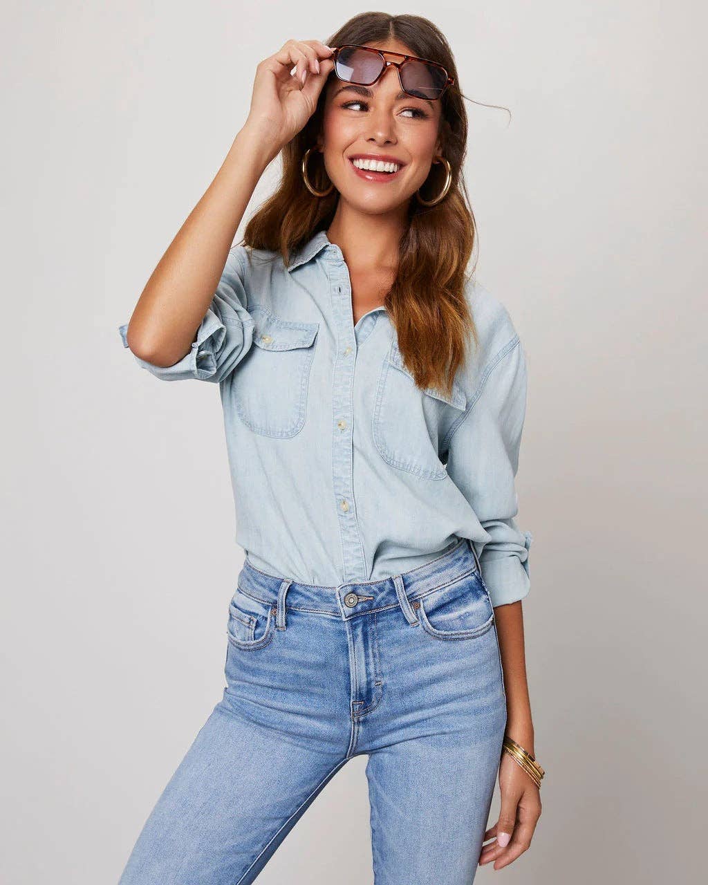 Denim Pockets Long Sleeves Shirt