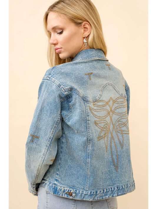 23144J Boots Stitch Denim Trucker Jacket