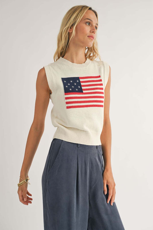 Americana flag sweater tank