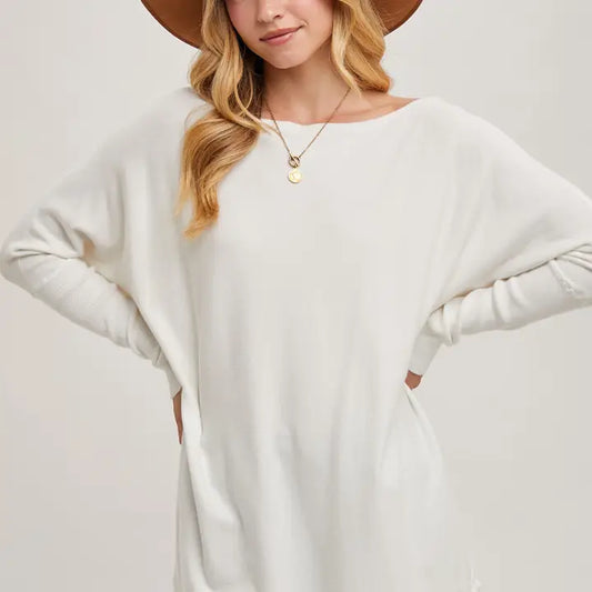 Flowy boatneck dolman tunic