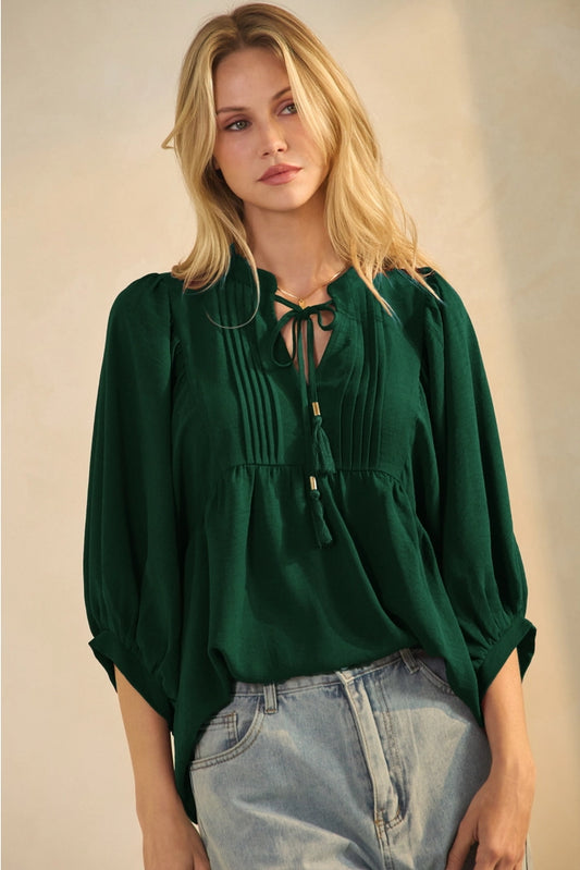 Flowy Blouse w/ Pin Tuck