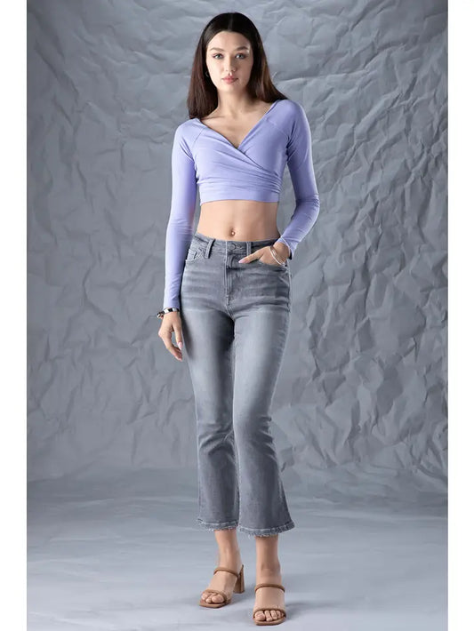 HR Crop Flare Gray