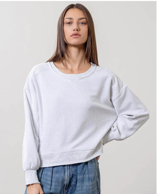 B4ST1059 Drop Shoulder Knit Top Ht Grey