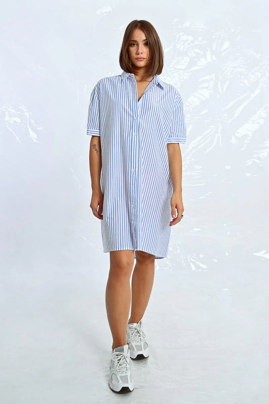 LAL580DE Iridescent Striped Shirt Dress