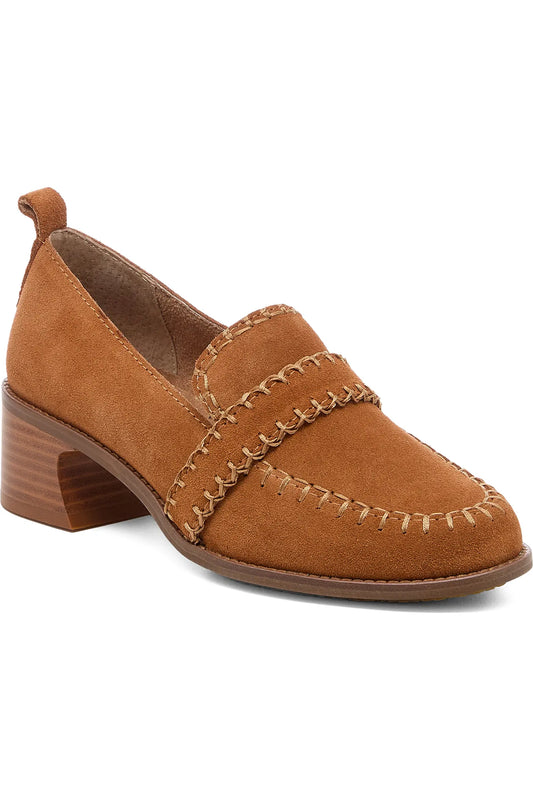 Halo Block Heel Loafer in Cognac