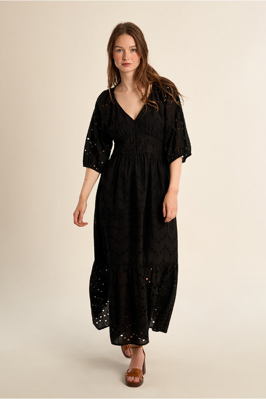 Long Cotton Dress w/ Embroidery
