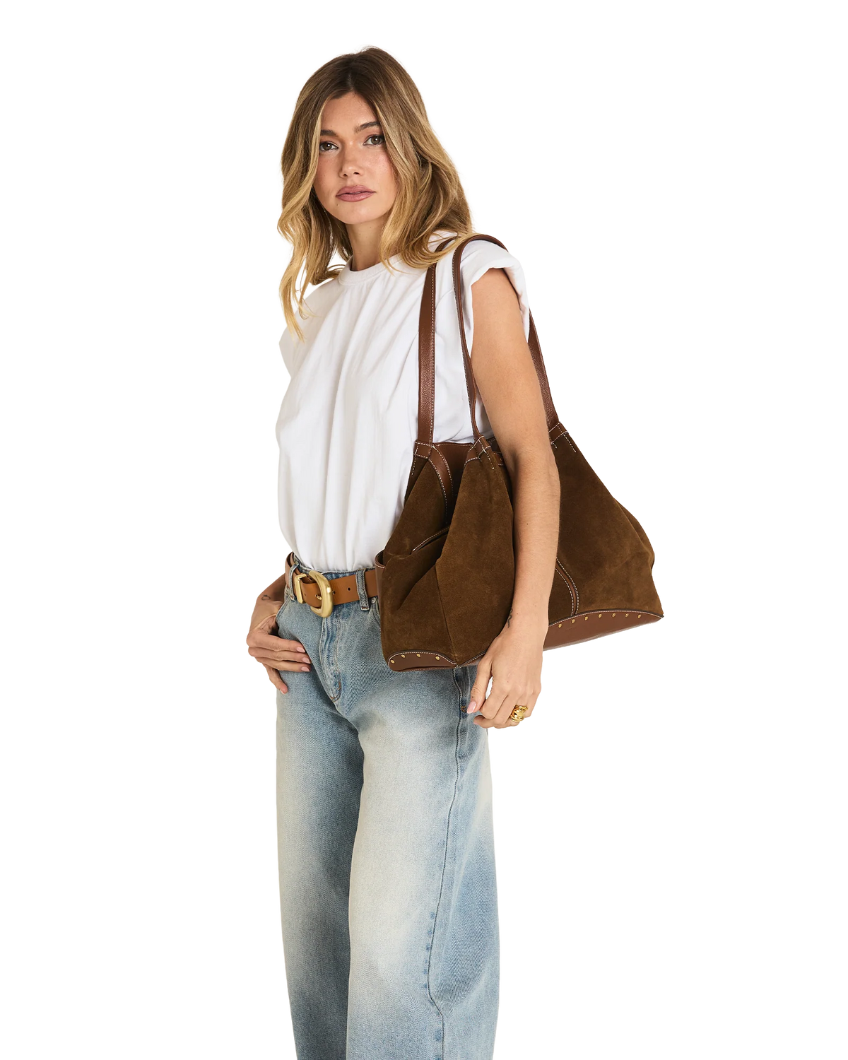 Meryl Carryall - Cinnamon Suede/Antique Gold
