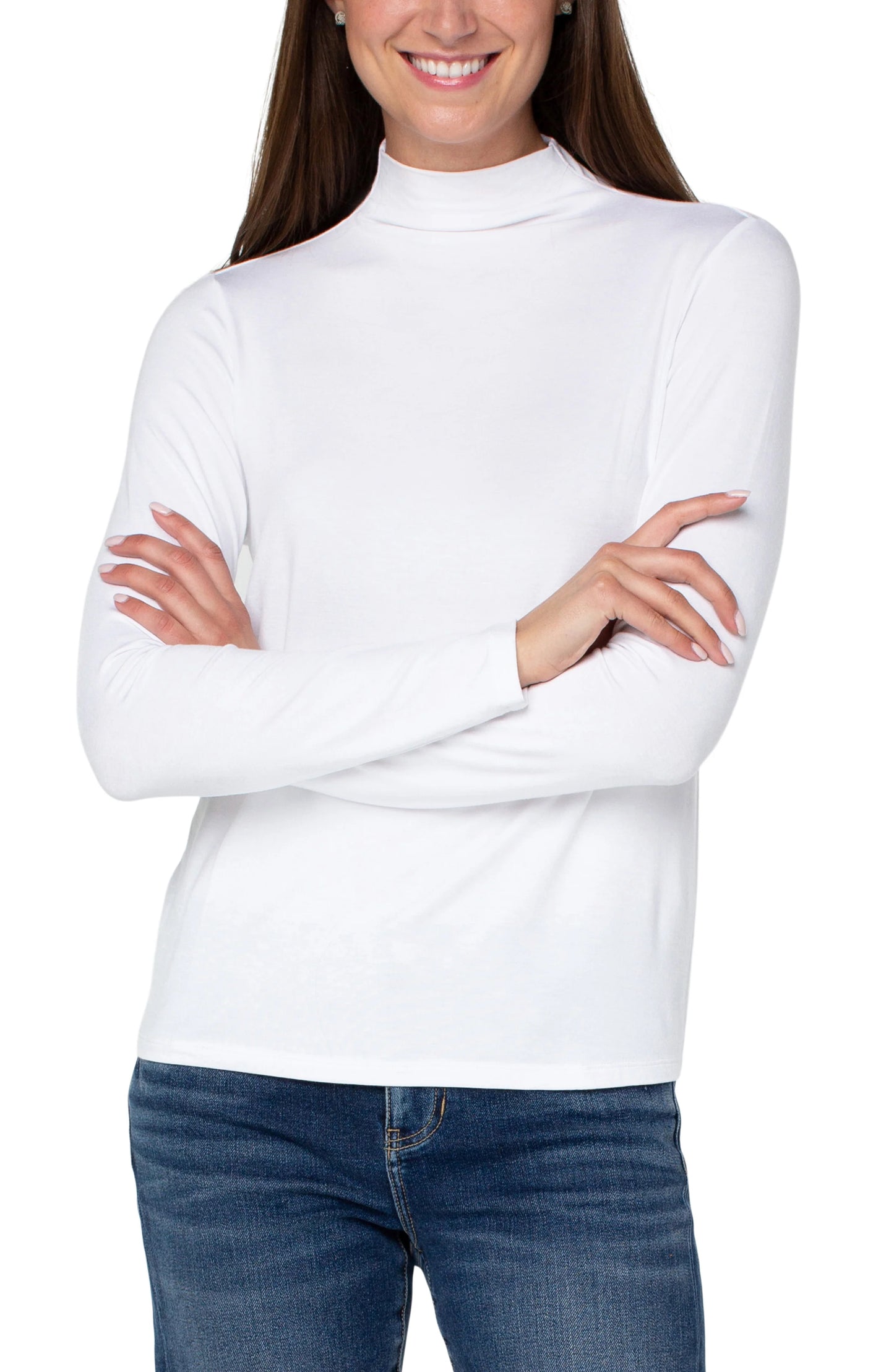 Mock Neck Long Sleeve Knit Top