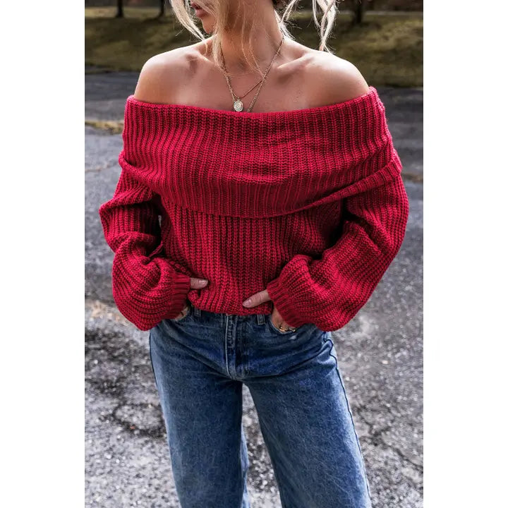 Off the shoulder knit sweater