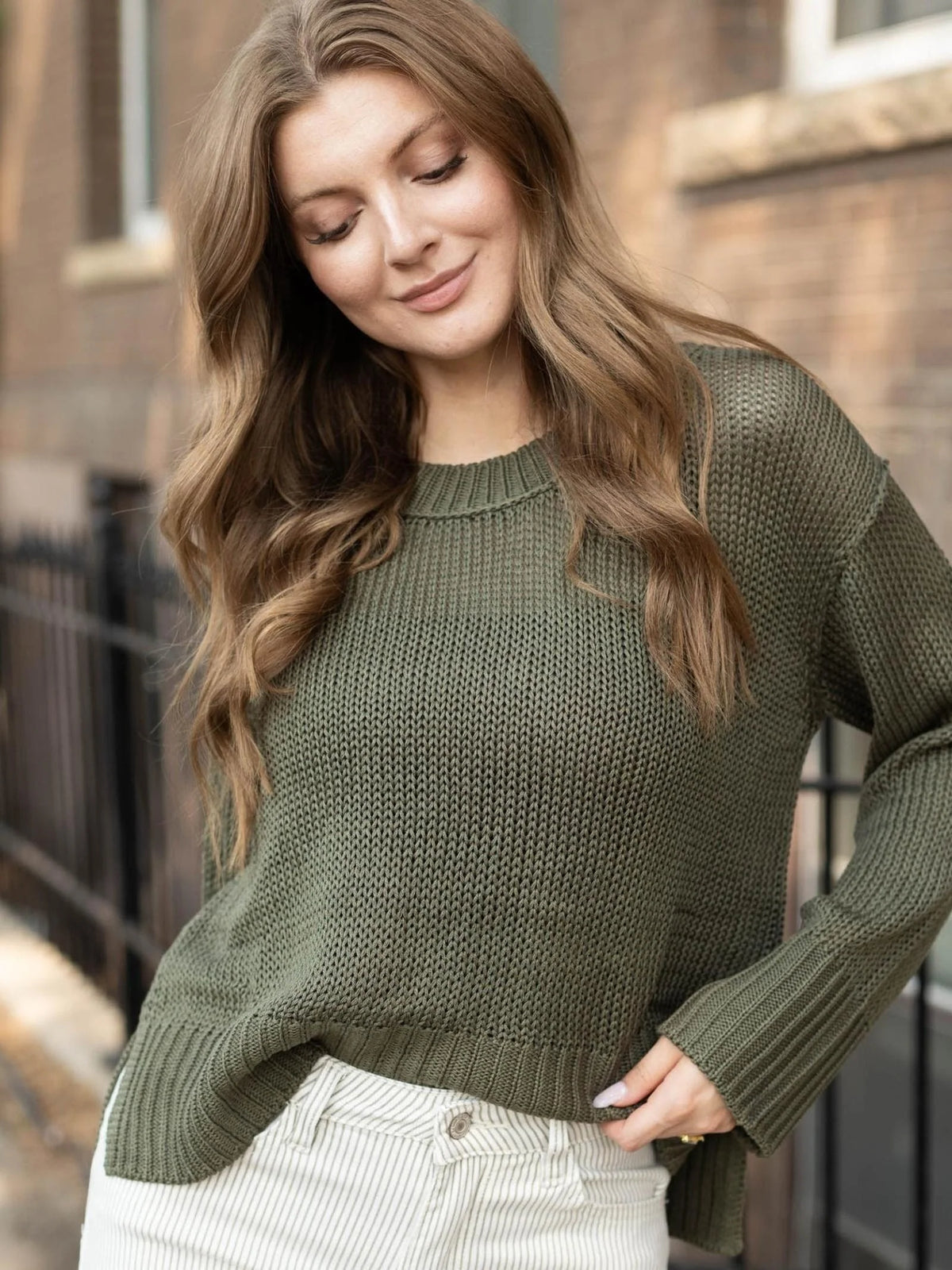 Crewneck Open Knit Sweater