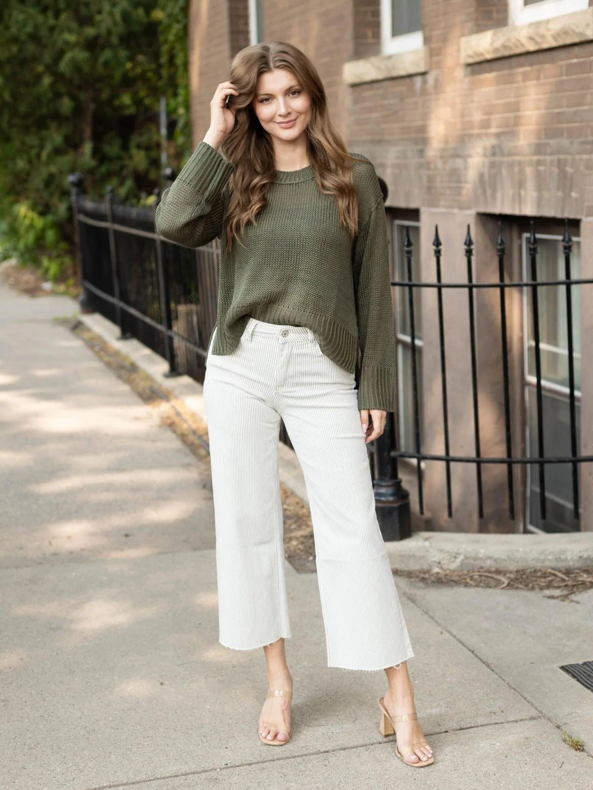 Crewneck Open Knit Sweater