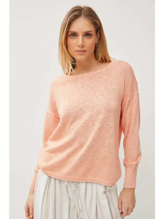 64088 Heathered Sweater Peach