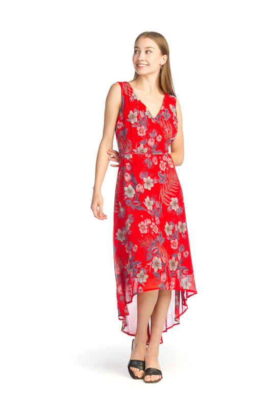 PD14632 Floral Wrap Dress Red