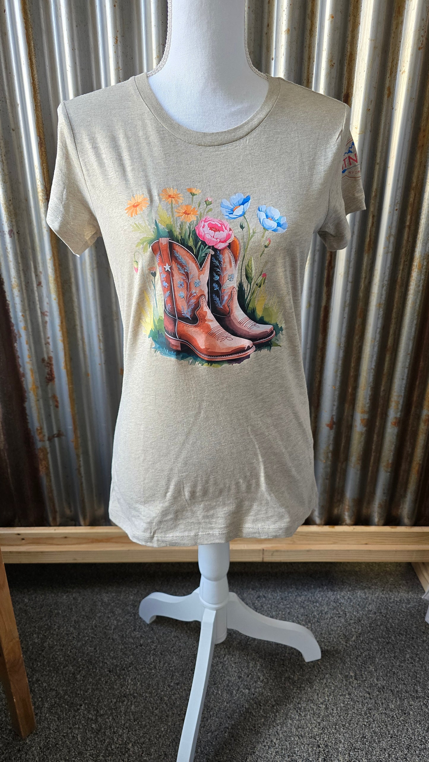 Floral Boots Heather  Latte
