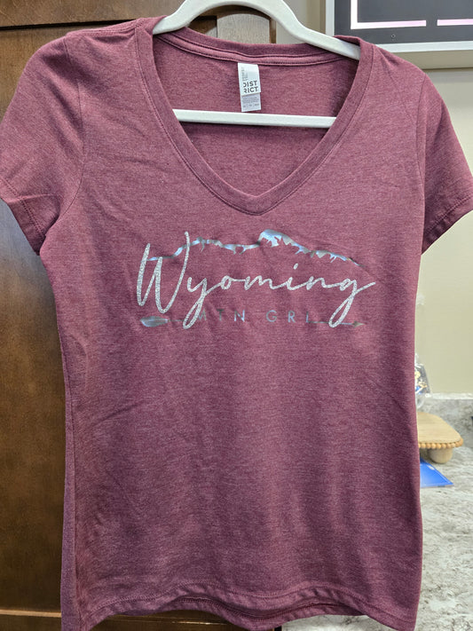 Wyoming MTN GRL Tee Burgundy