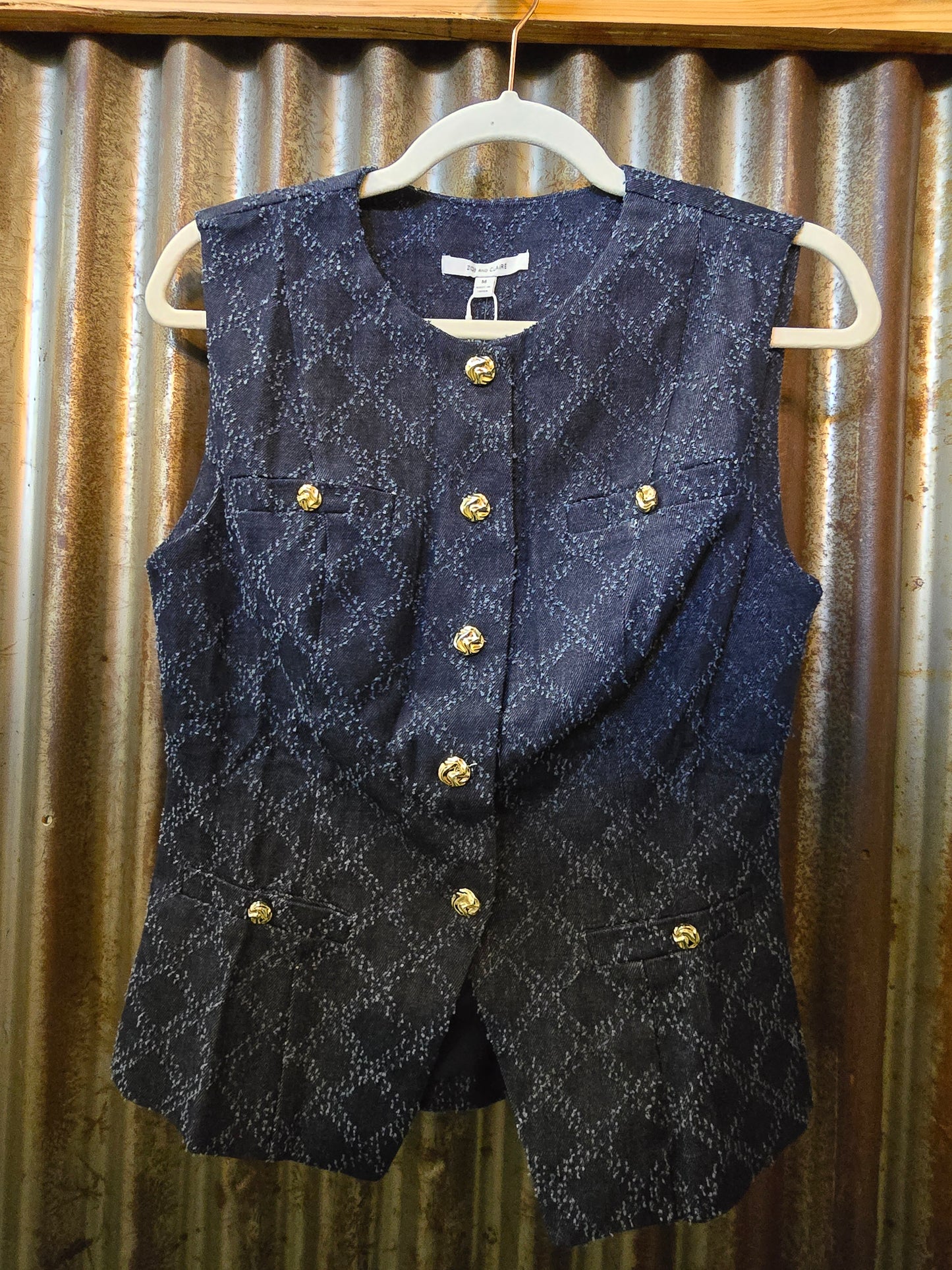 Denim vest with gold buttons SP0911