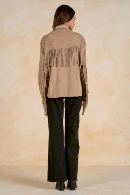 Elan Fringe Back & Sleeve Jacket - Sand