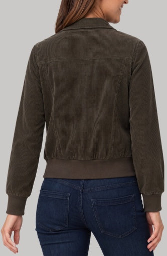 Zip Front Collared Bomber Jacket - hunter green