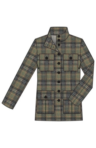 Funnel Neck Field Jacket - olive multi