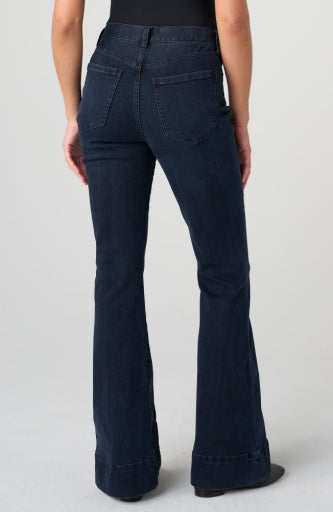 Hannah High-Rise Flare Patch Pockets & Pintucks 34 Inseam - raven wing