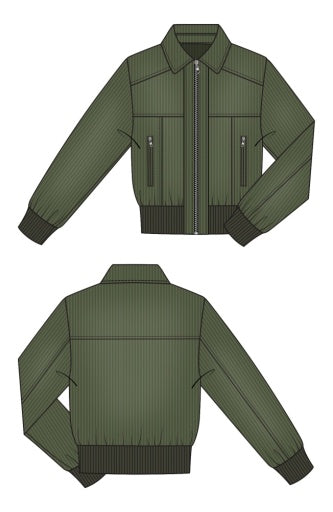 Zip Front Collared Bomber Jacket - hunter green