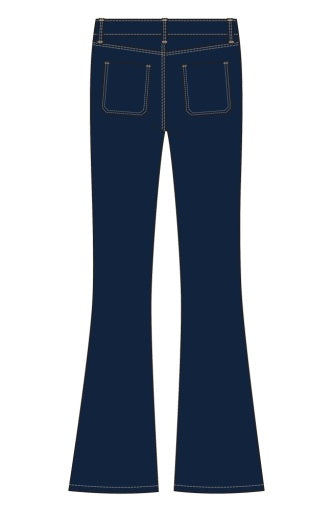 Hannah Flare W Vtg Patch Pockets 28' Inseam - collegiate blue