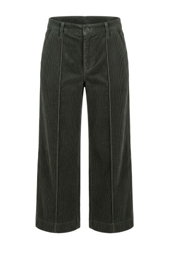 Mid-Rise Crop Wide Leg W/ Pintuck -27" Inseam - hunter green