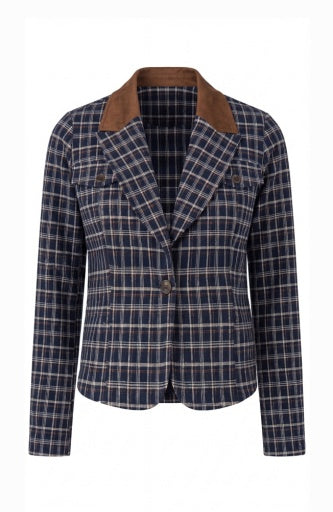 Cropped Blazer - nvy/mlt tartan