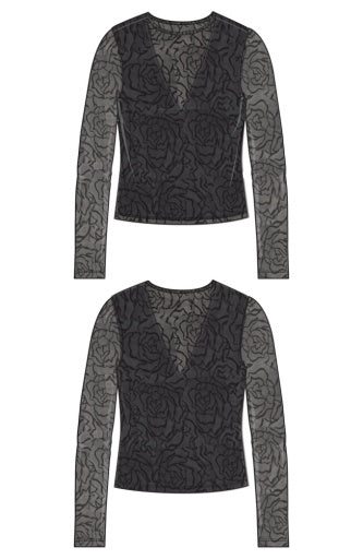 Long Sleeve Layered Knit Top with V Detail