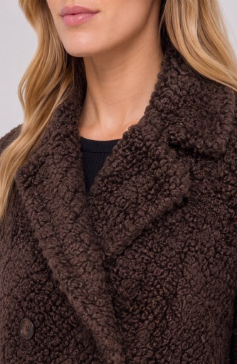 Double Breasted Coat - teddy brown