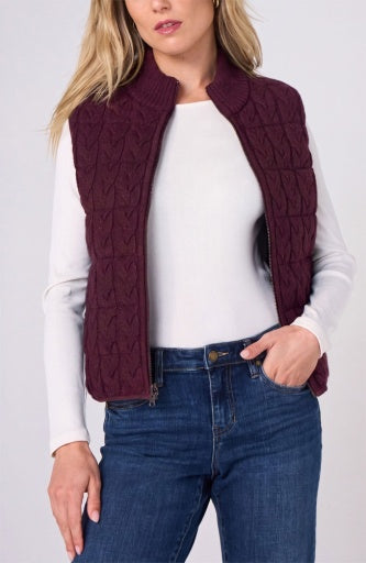 Sleeveless Reversible Zip Front Quilted Sweater Vest