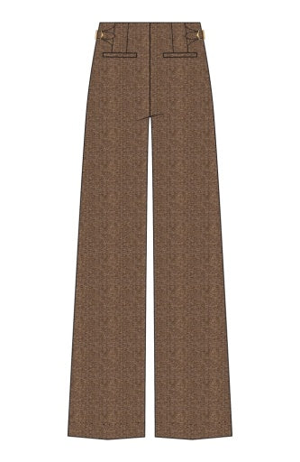 High-Rise Pleated Wide Leg Trouser W/ S/Tabs- 31' In - chestnut